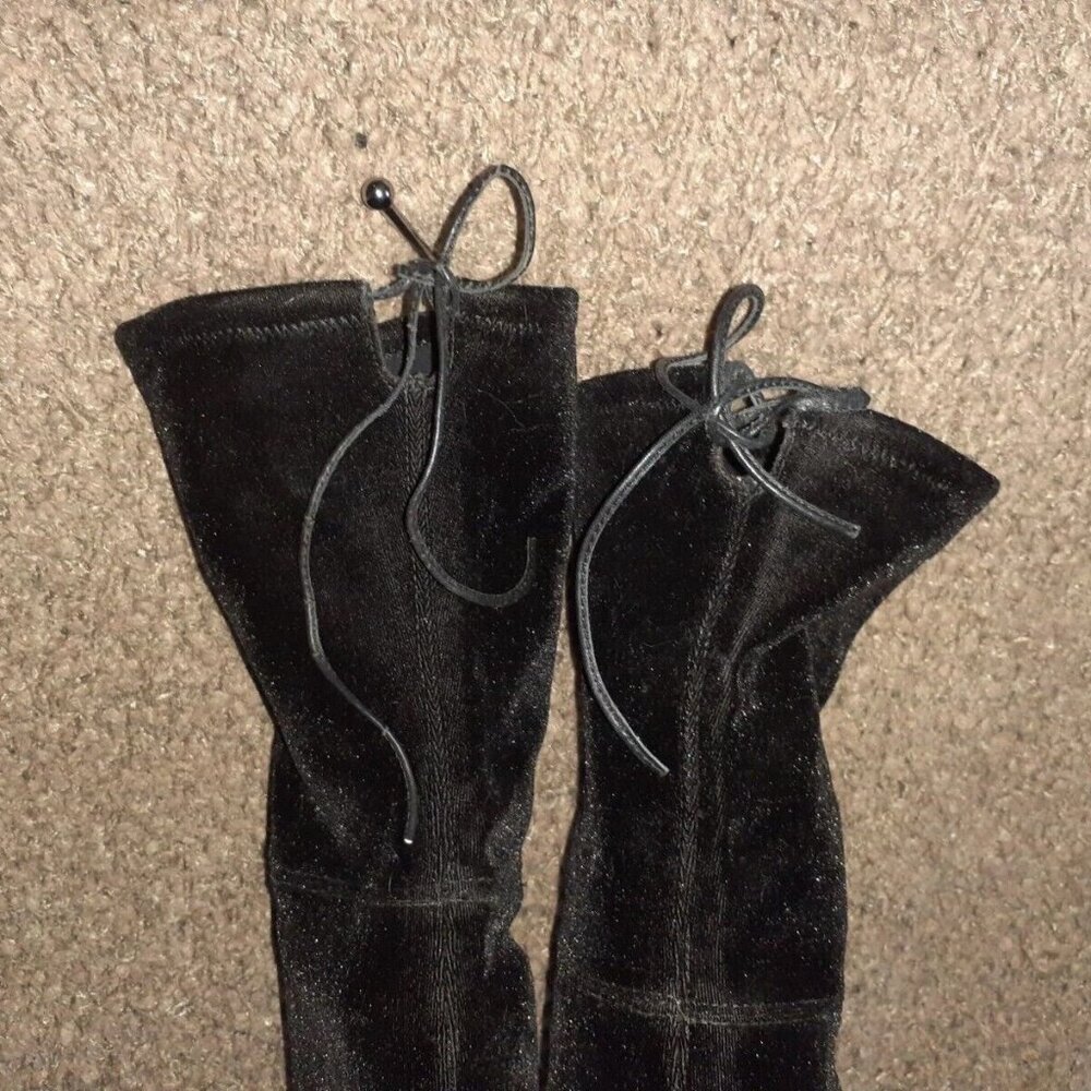 STUART WEITZMAN-GL29808-Black Velvet Over Knee-Stiletto Boots-Sz 6-Excellent - Picture 4 of 6